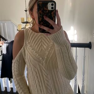 Pearl cold shoulder sweater